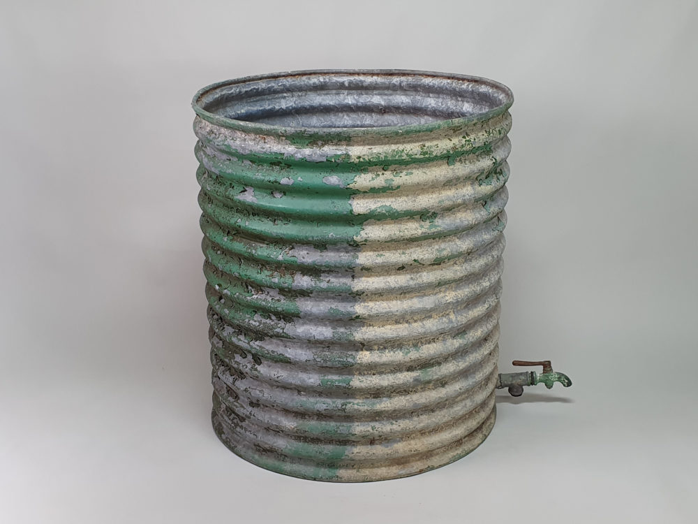Large rustic antique galvanised Planter in original green paint