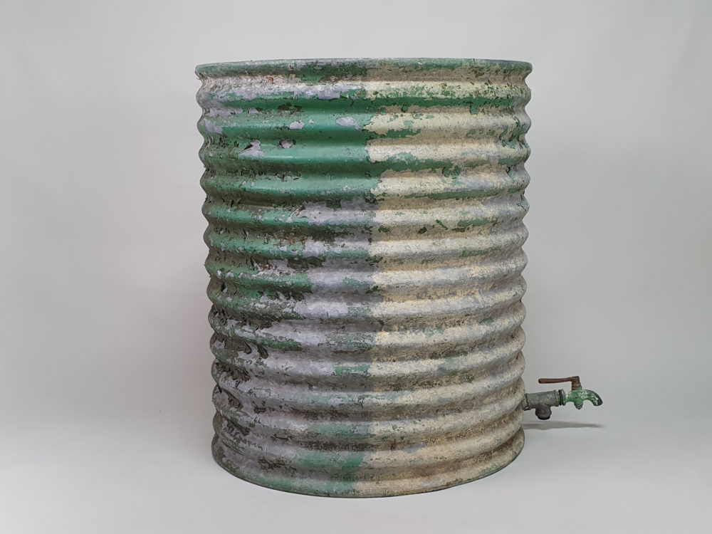 Large rustic antique galvanised Planter in original green paint