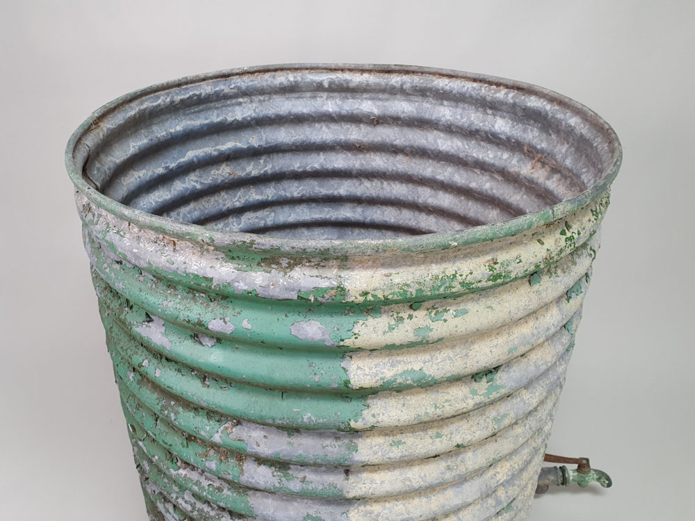 Large rustic antique galvanised Planter in original green paint