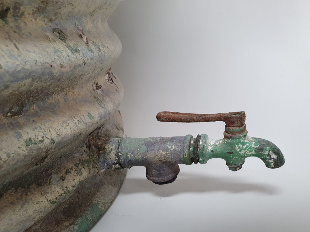 Large rustic antique galvanised Planter in original green paint