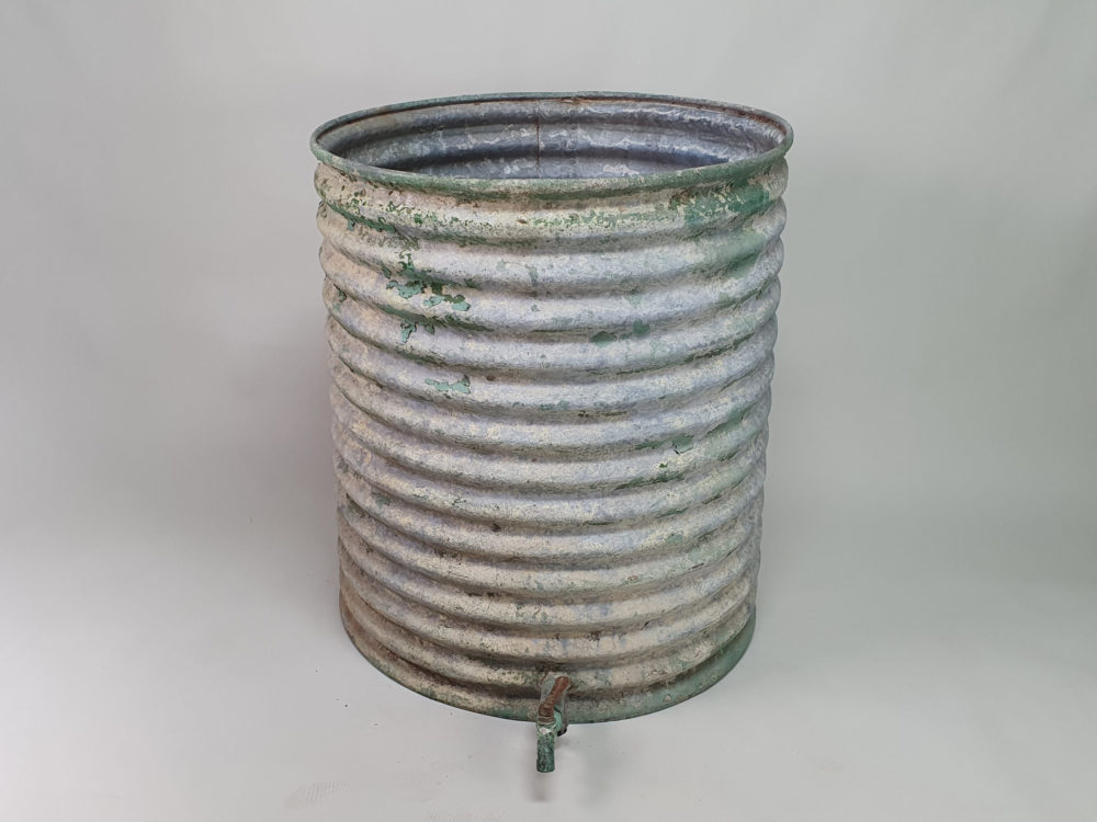 Large rustic antique galvanised Planter in original green paint