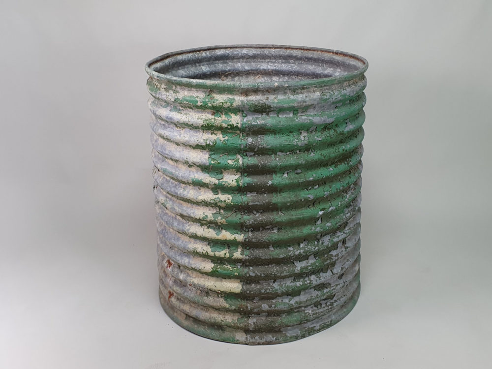 Large rustic antique galvanised Planter in original green paint