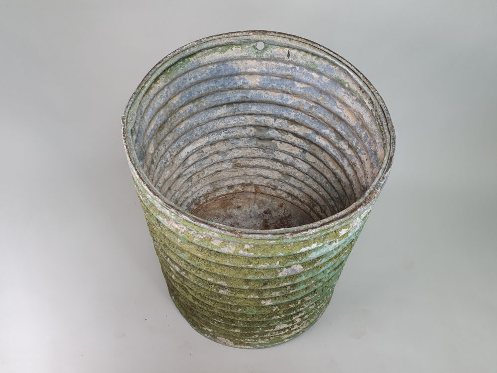 Large rustic antique galvanised Planter in original green paint