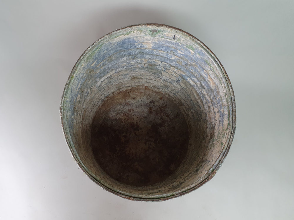 Large rustic antique galvanised Planter in original green paint
