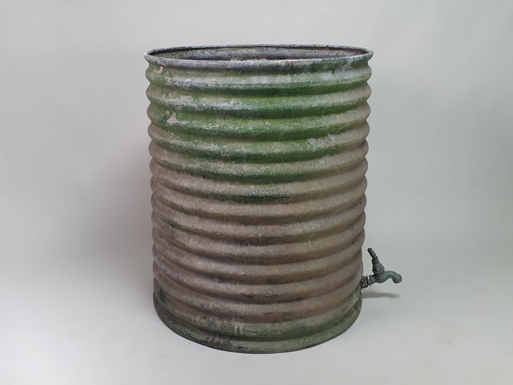 Large rustic antique galvanised Planter in original green paint