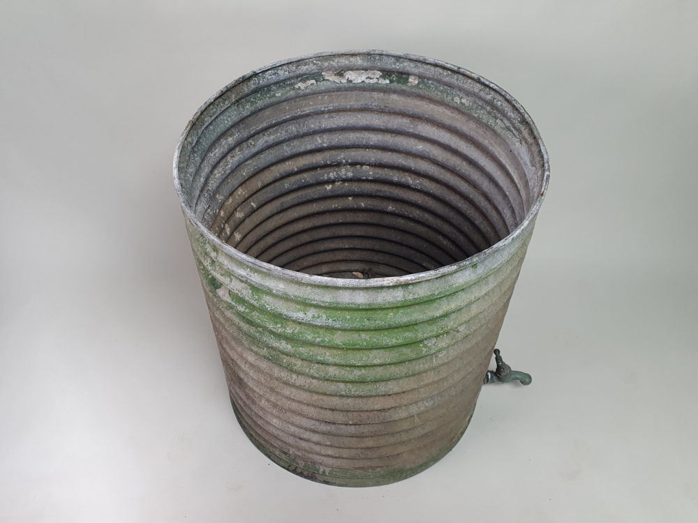 Large rustic antique galvanised Planter in original green paint