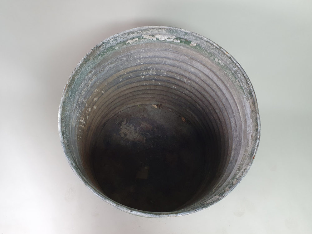 Large rustic antique galvanised Planter in original green paint