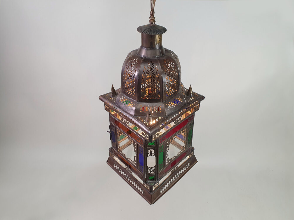Mid century antique North African stained glass Ceiling Lamp
