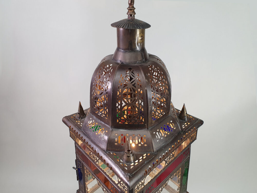 Mid century antique North African stained glass Ceiling Lamp