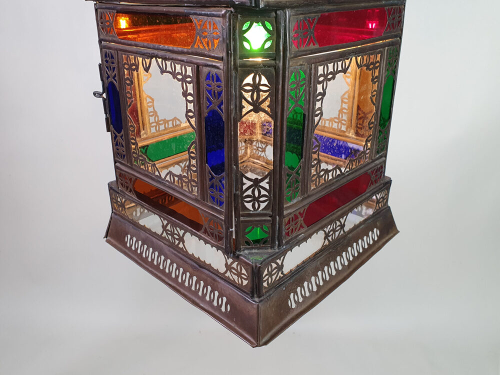 Mid century antique North African stained glass Ceiling Lamp