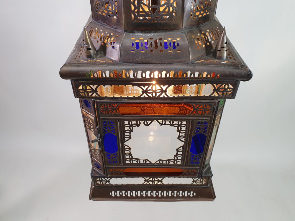 Mid century antique North African stained glass Ceiling Lamp