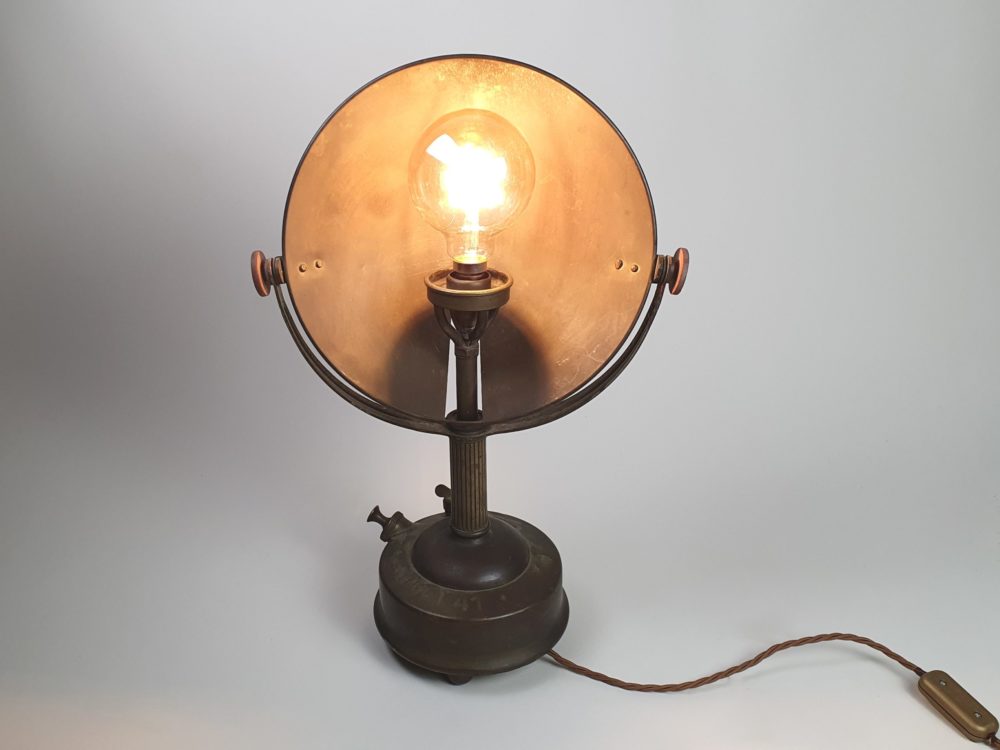 Mid century antique brass German Radiator converted into a Table Lamp