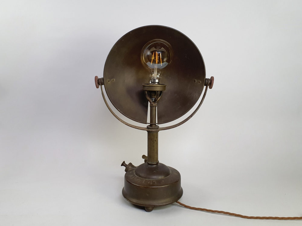 Mid century antique brass German Radiator converted into a Table Lamp
