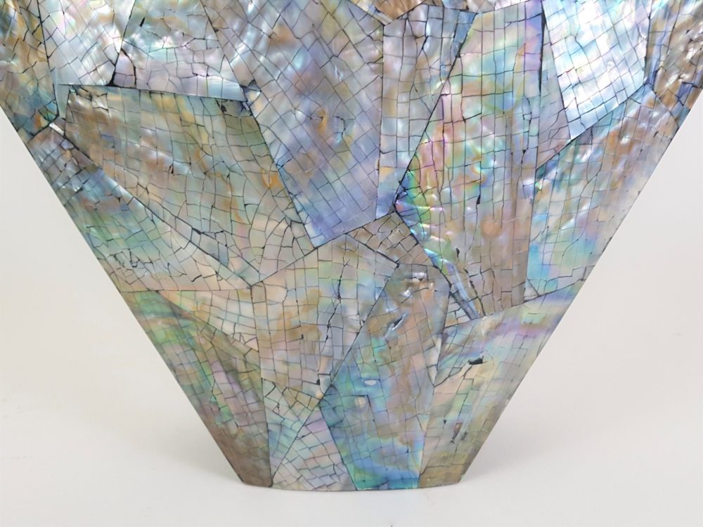 Mid century antique mother of pearl Asymmetrical Vase
