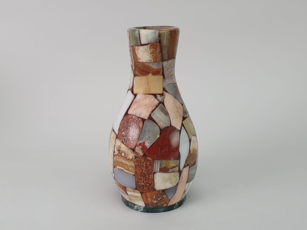 Mid century antique onyx mosaic Vase in an abstract design