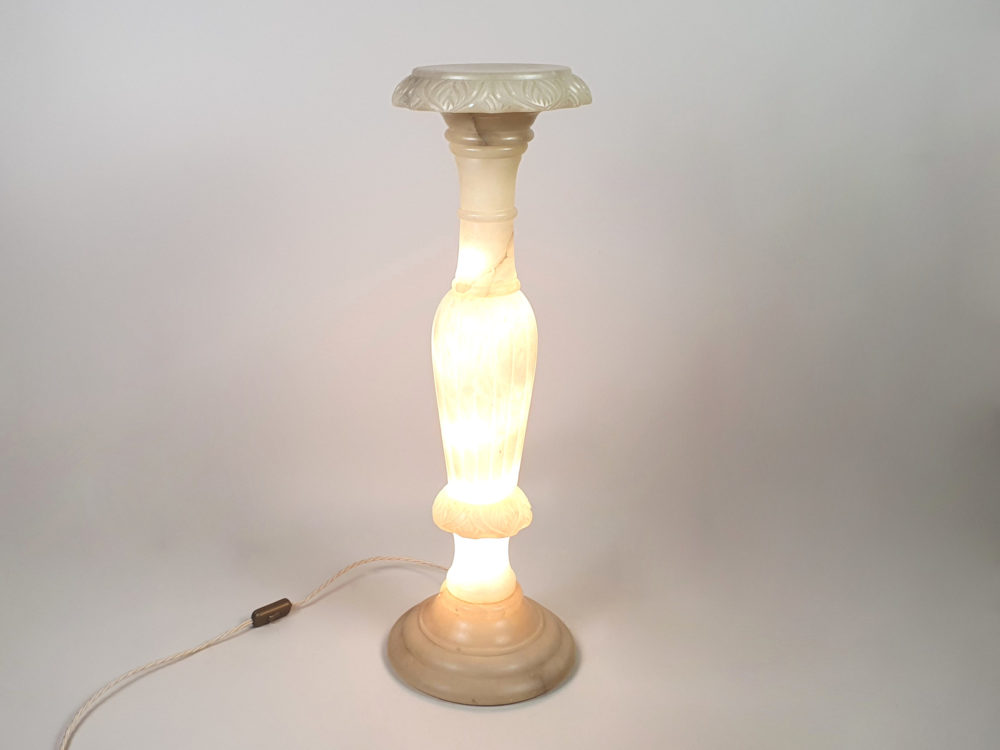 Mid century antique tall alabaster Torchère Floor Lamp