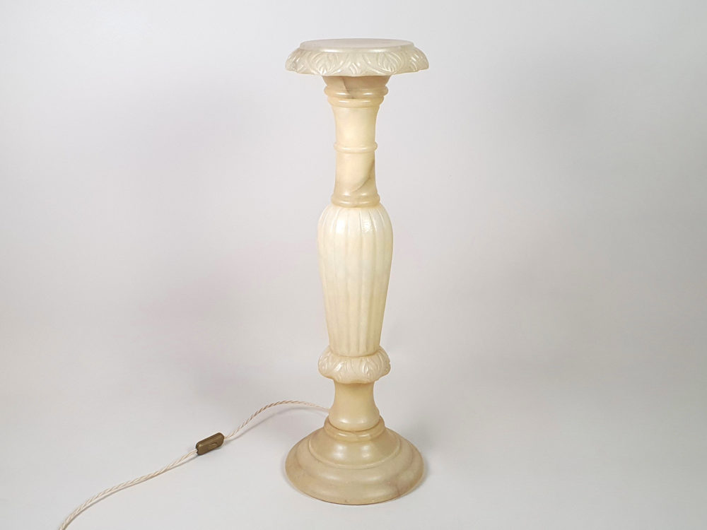 Mid century antique tall alabaster Torchère Floor Lamp