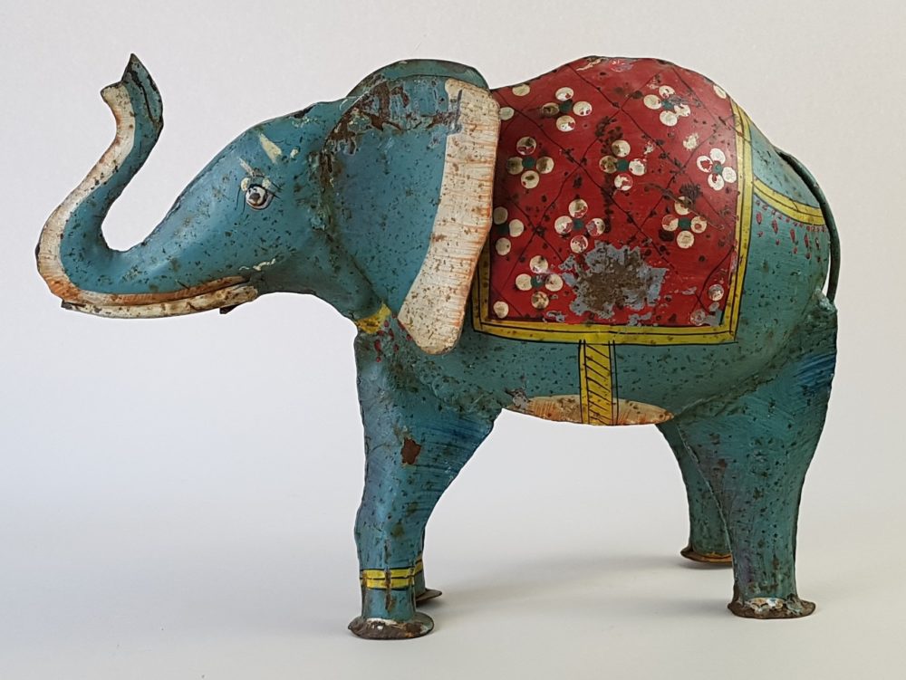 Mid century antique tin painted Elephant