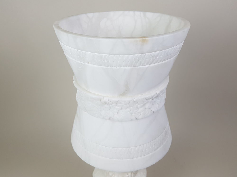 Mid century antique white alabaster Table Lamp and Shade