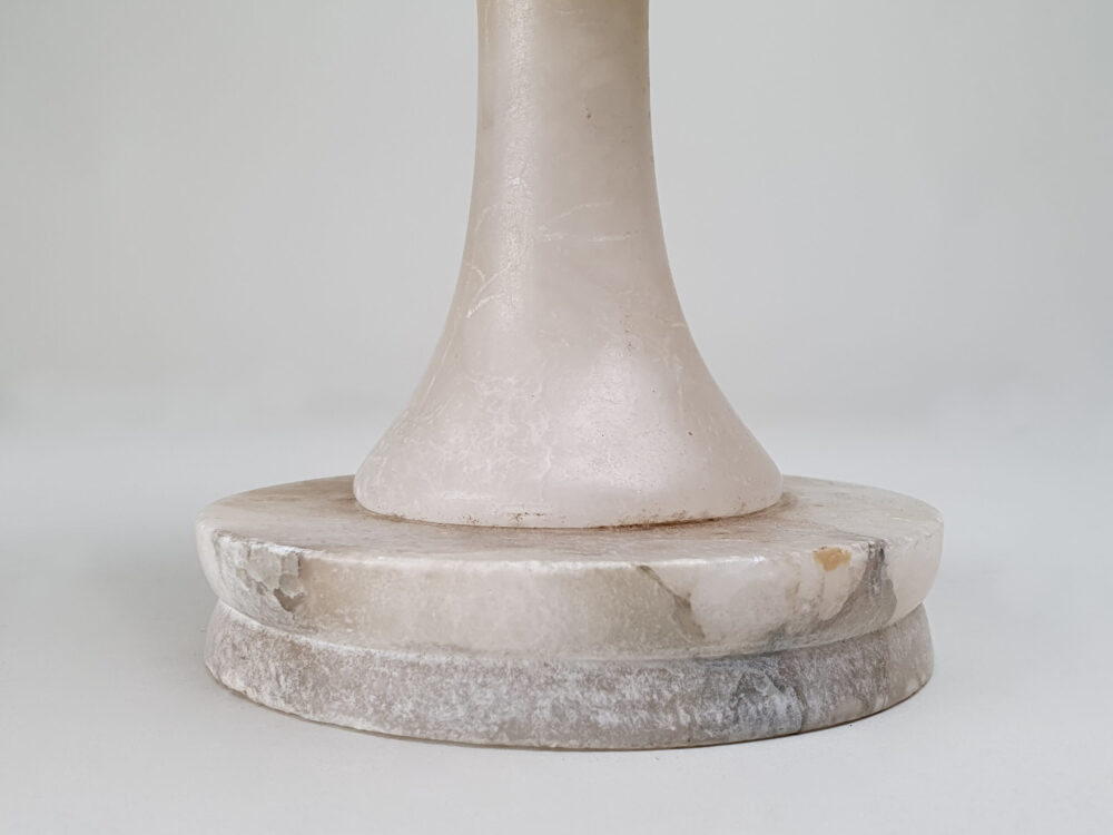 Mid century antique white alabaster shade and alabaster Table Lamp