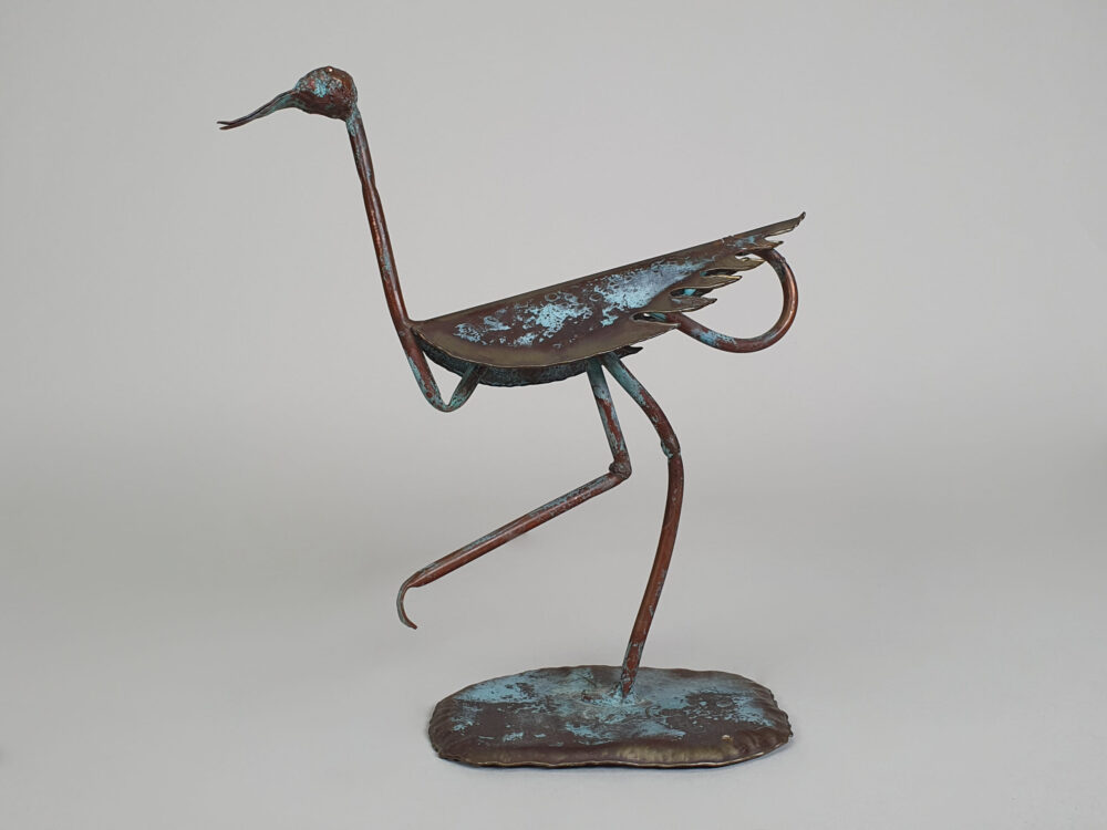Mid century copper Sculpture of Stork Bird