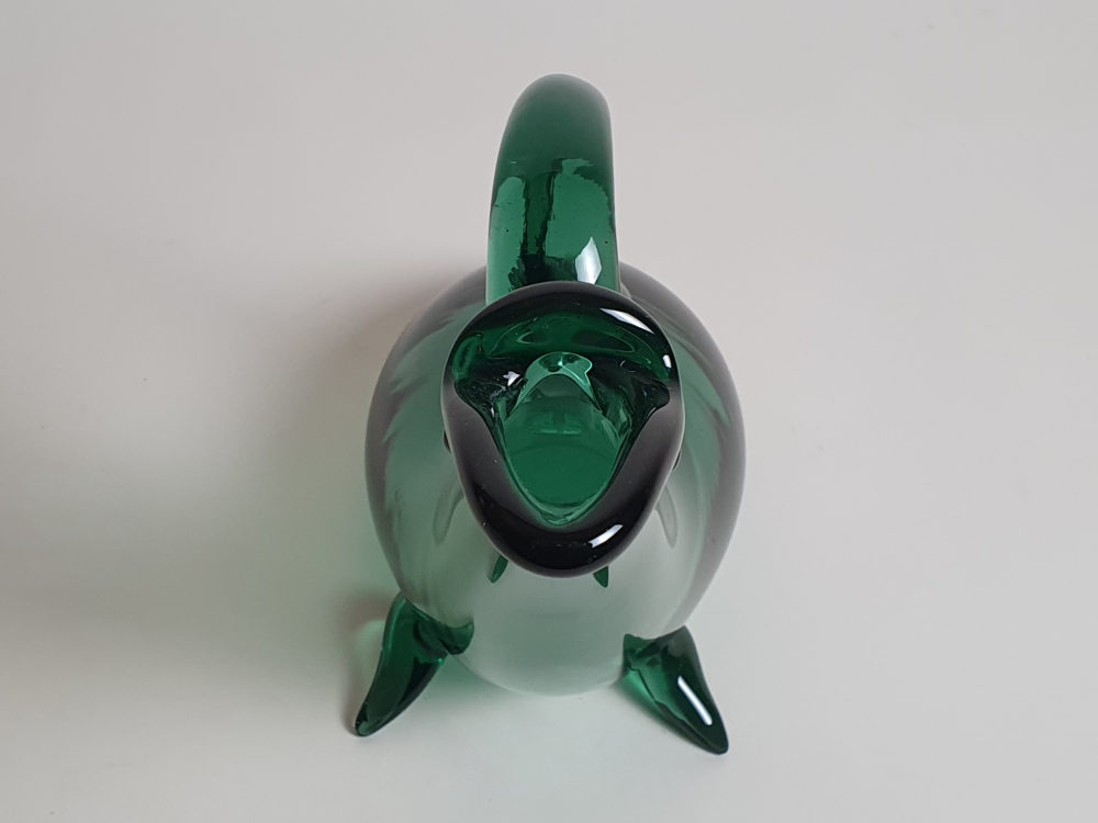 Mid Century Green Whitefriars Jug designed as a Dolphin