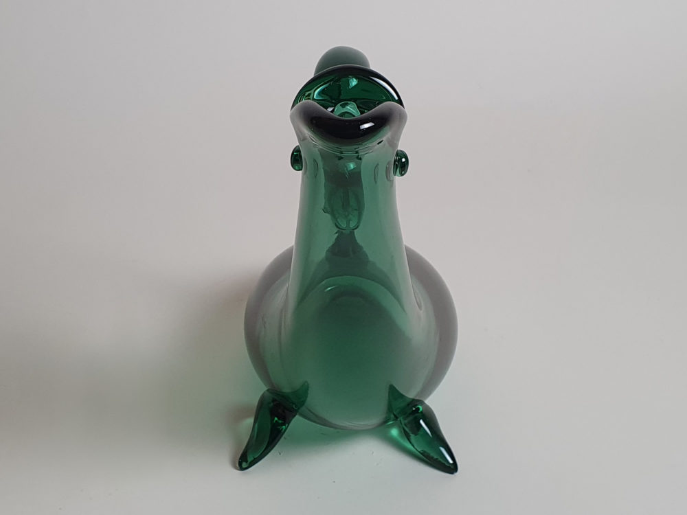 Mid Century Green Whitefriars Jug designed as a Dolphin