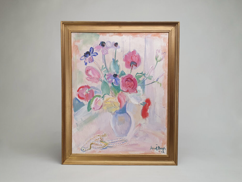 Mid century modern oil Painting - floral still life by Svante Bergh