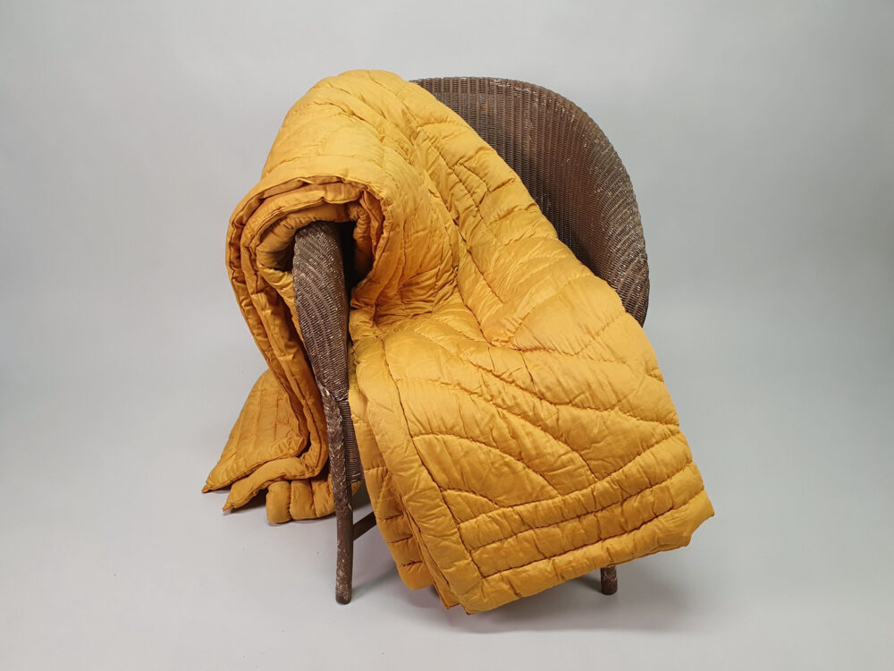 Mustard yellow antique textile Quilt or Boutis
