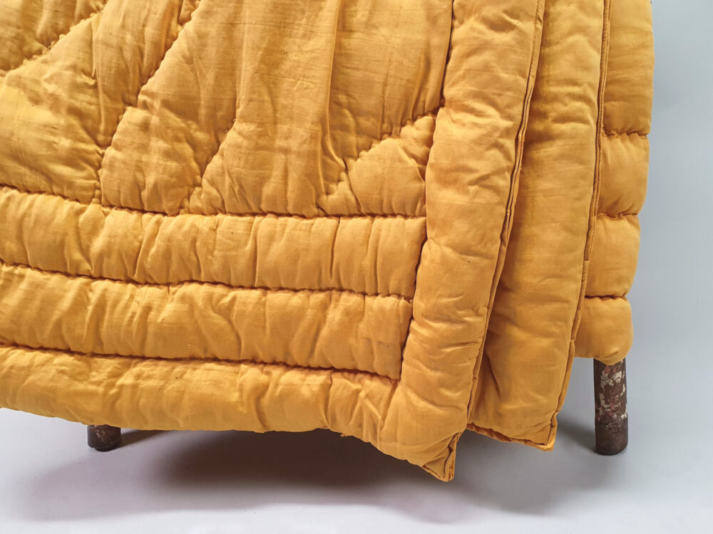 Mustard yellow antique textile Quilt or Boutis
