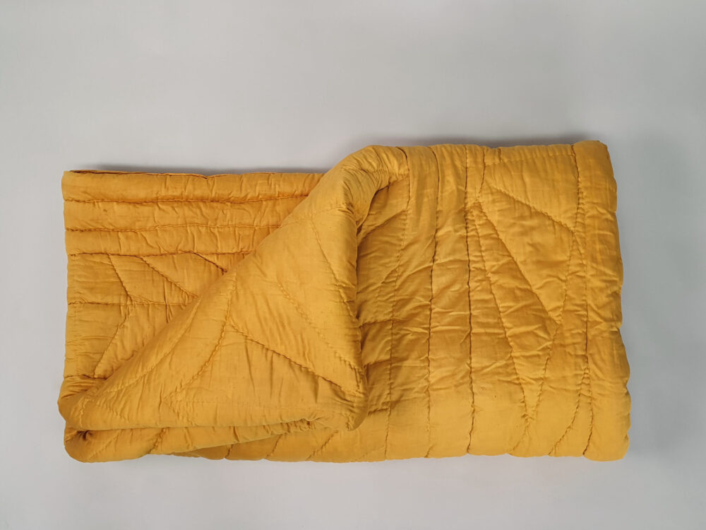 Mustard yellow antique textile Quilt or Boutis