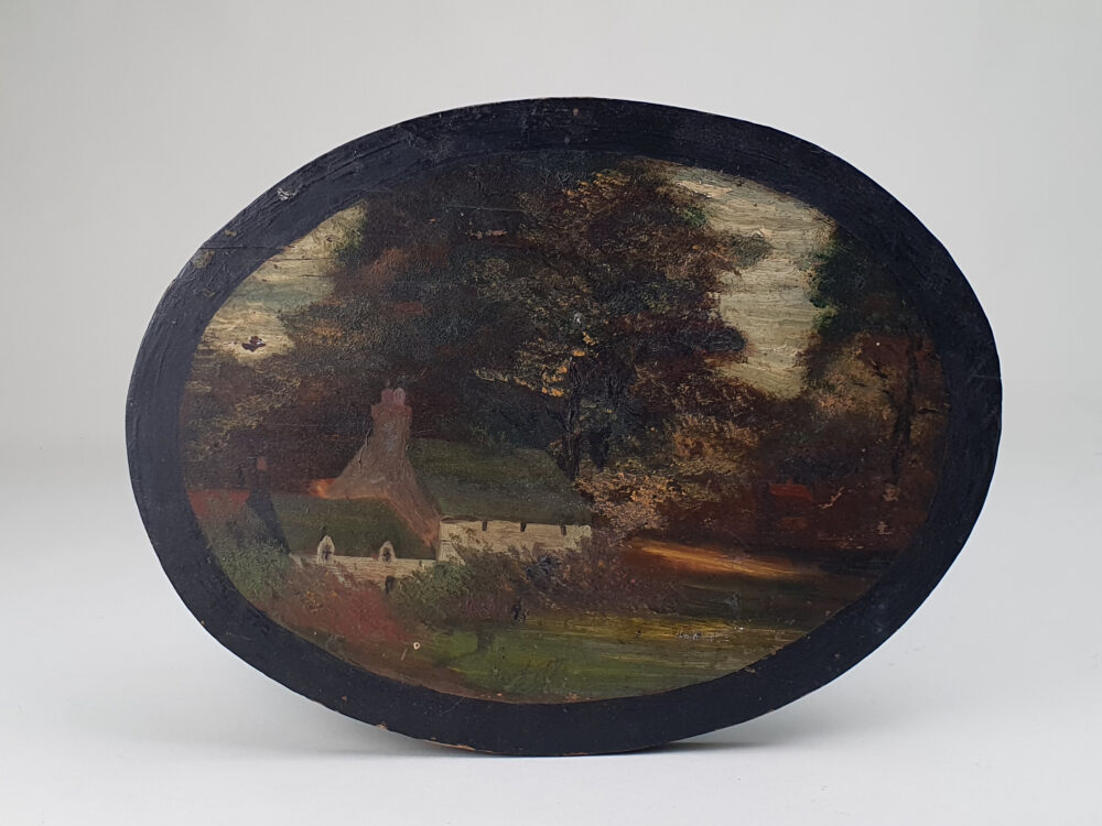 Naive landscape antique Oil Painting -