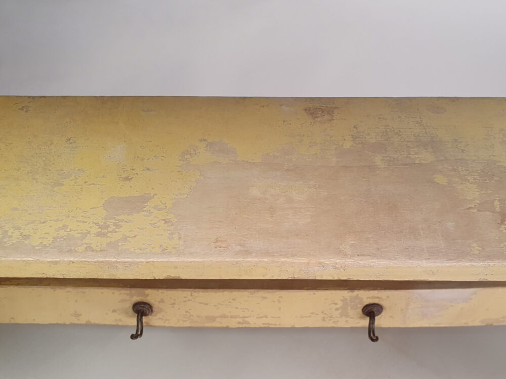 Original antique painted yellow Kitchen Wall Shelf Unit