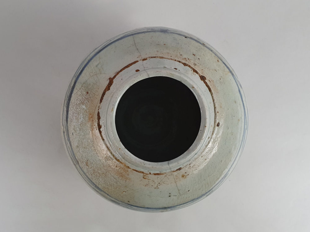 Painted antique rustic pottery Ginger Jar