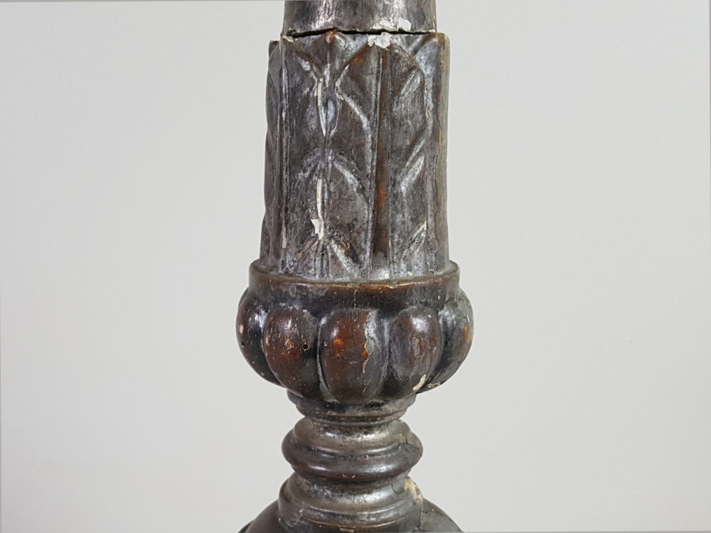 Pair of 18th century grandly scaled Italian silver gilt Pricket Sticks or Candlesticks