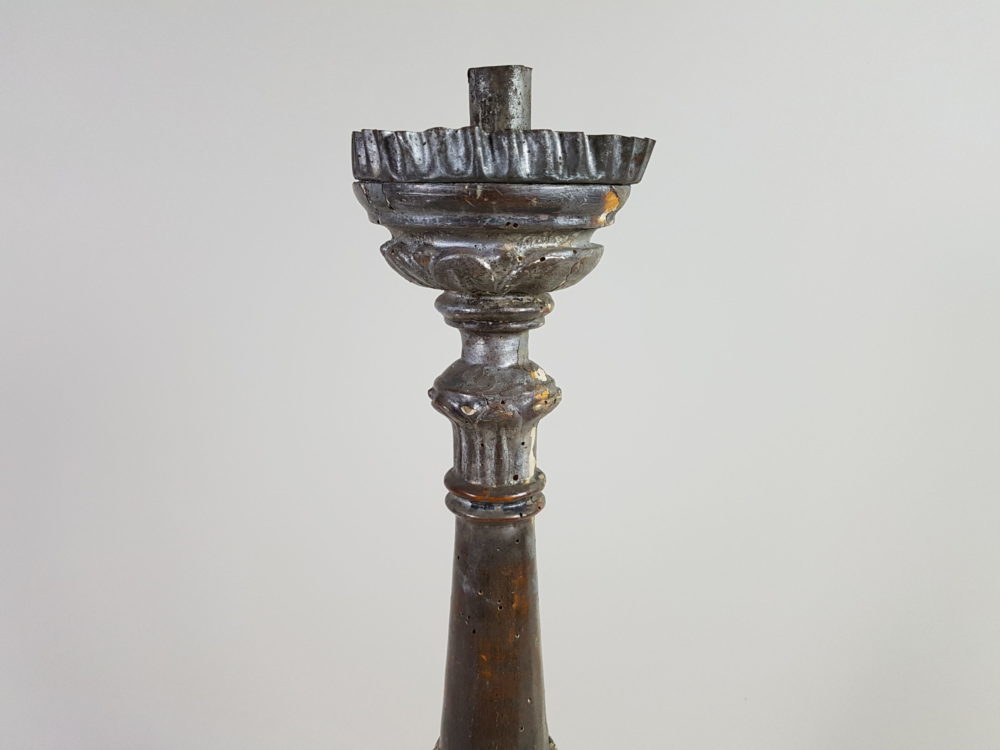 Pair of 18th century grandly scaled Italian silver gilt Pricket Sticks or Candlesticks
