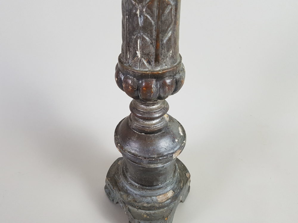 Pair of 18th century grandly scaled Italian silver gilt Pricket Sticks or Candlesticks