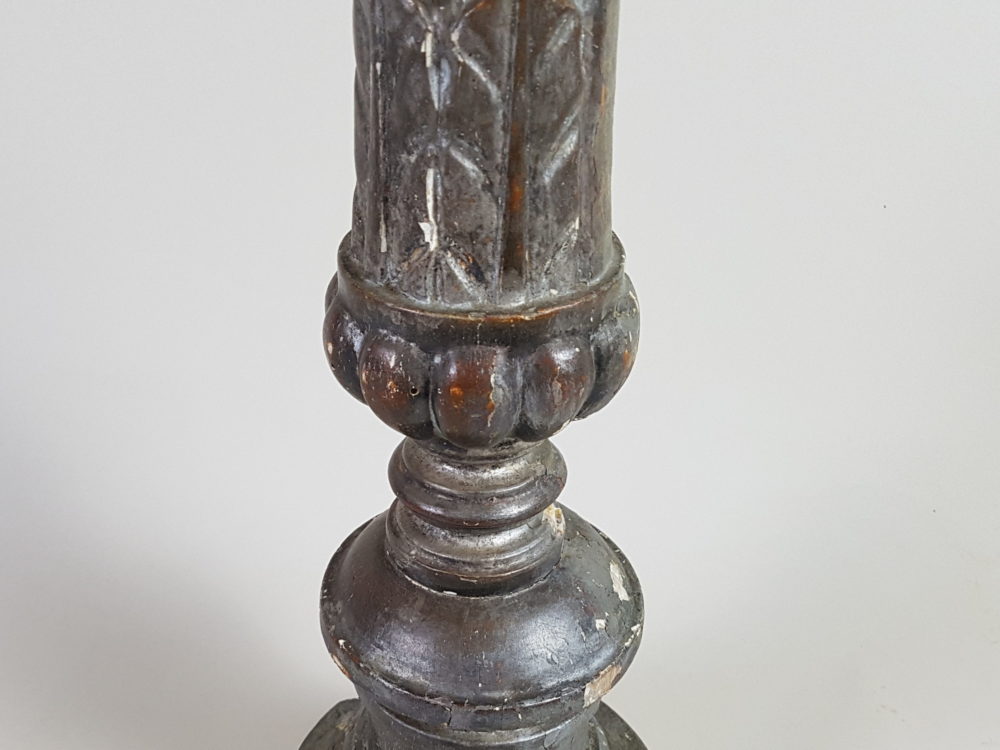 Pair of 18th century grandly scaled Italian silver gilt Pricket Sticks or Candlesticks