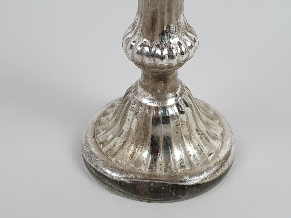 Pair of 19th century French mercury glass ribbed Candlestick Holders