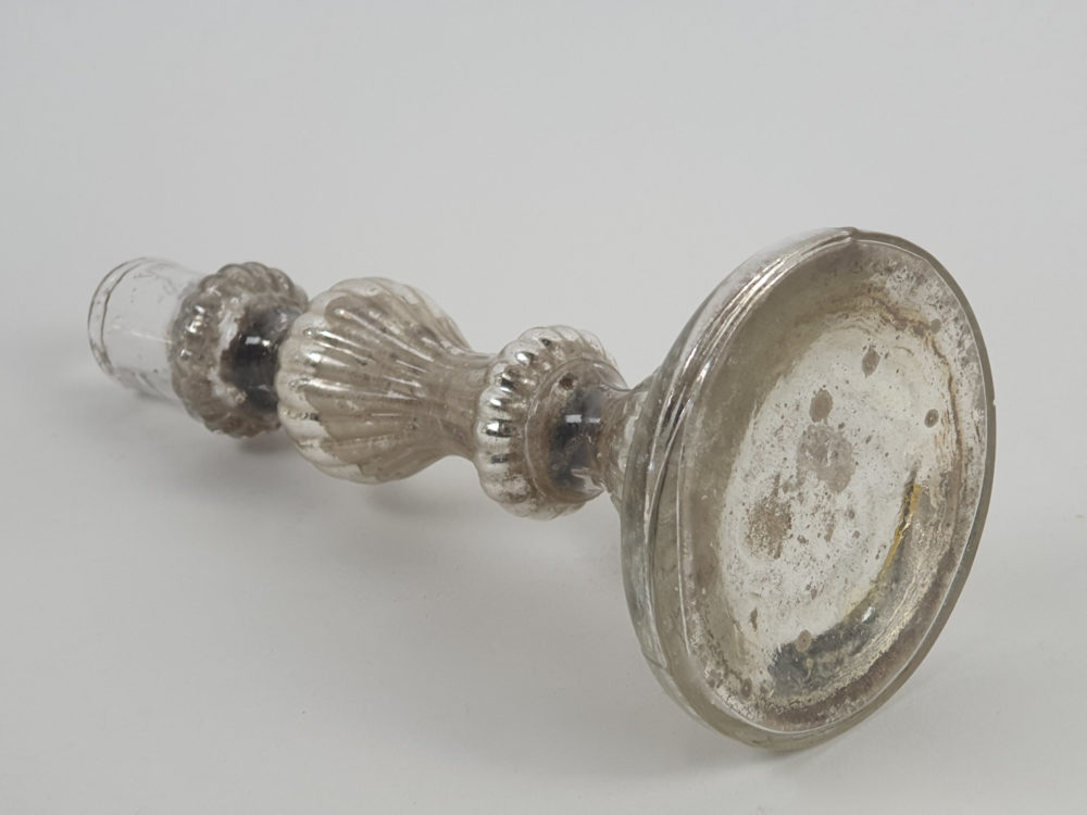Pair of 19th century French mercury glass ribbed Candlestick Holders