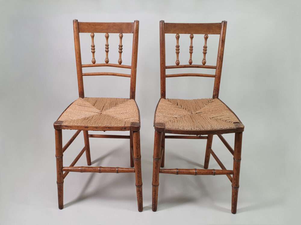 Pair of 19th century antique faux bamboo Side Chairs