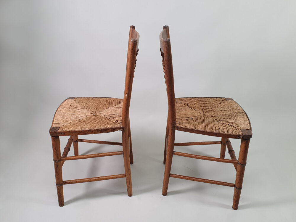 Pair of 19th century antique faux bamboo Side Chairs