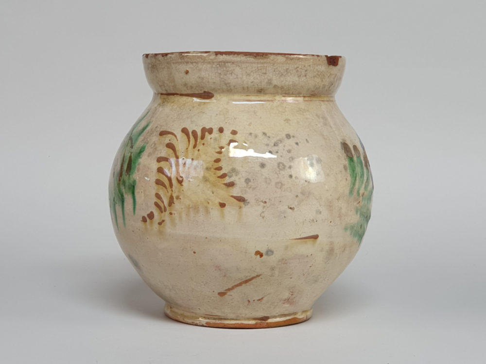 Pair of 19th century rustic floral pottery Jugs