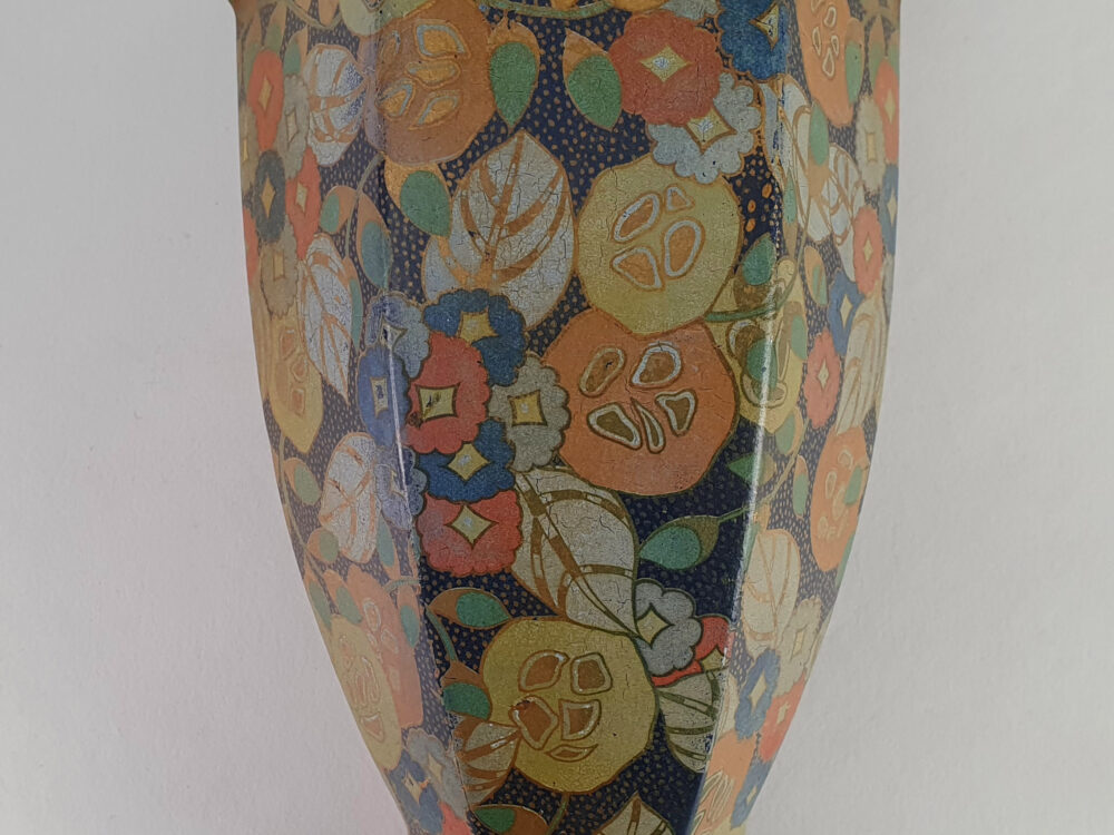 Pair of Art Deco decorative antique painted Vases