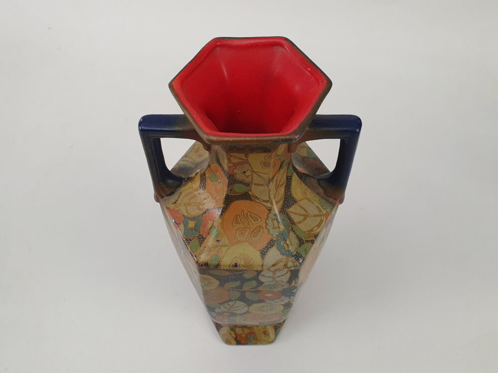 Pair of Art Deco decorative antique painted Vases