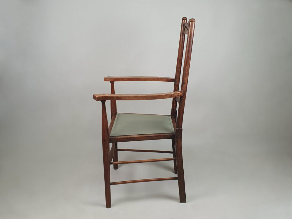 Pair of antique Arts & Crafts oak Carvers or Elbow Chairs