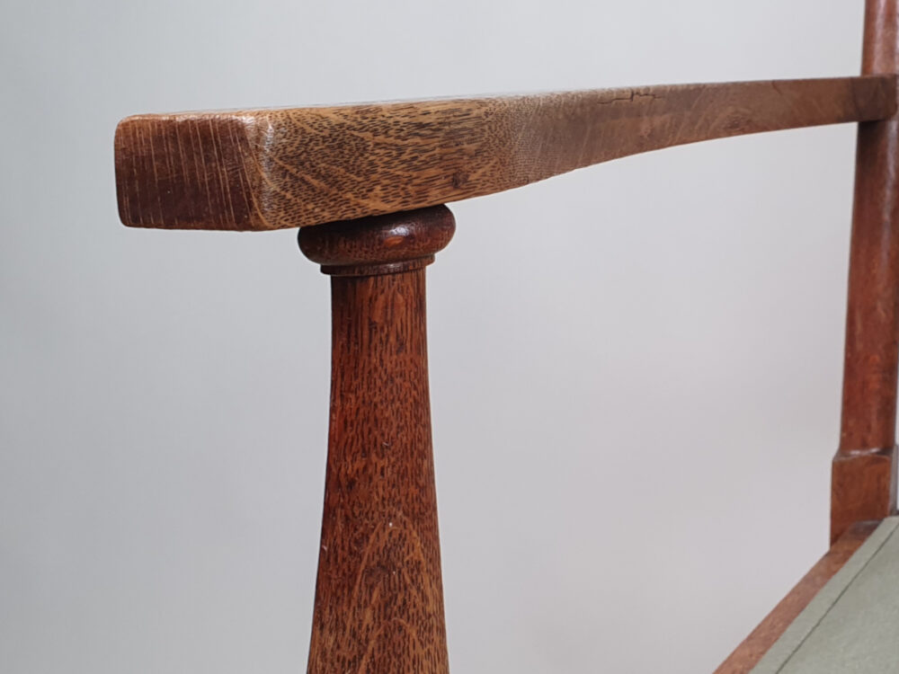 Pair of antique Arts & Crafts oak Carvers or Elbow Chairs