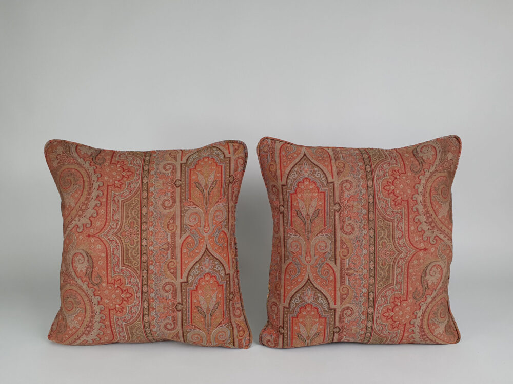 Pair of antique Cushions made from a Paisley Shawl