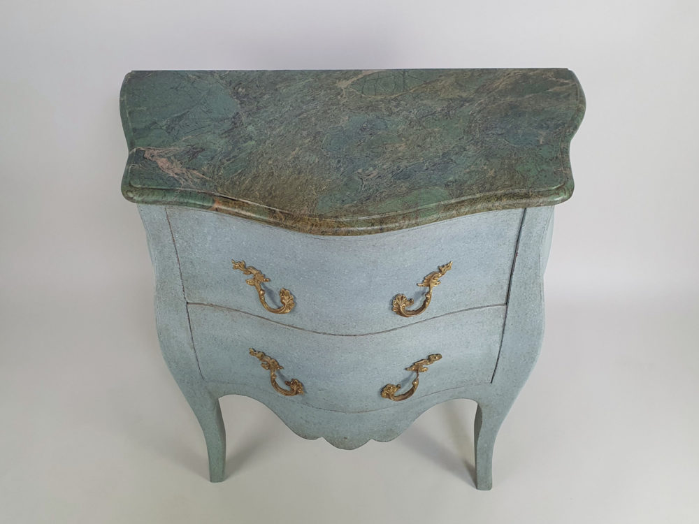 Pair of antique French marble bombe Chest of Drawers or Bedside Cabinets