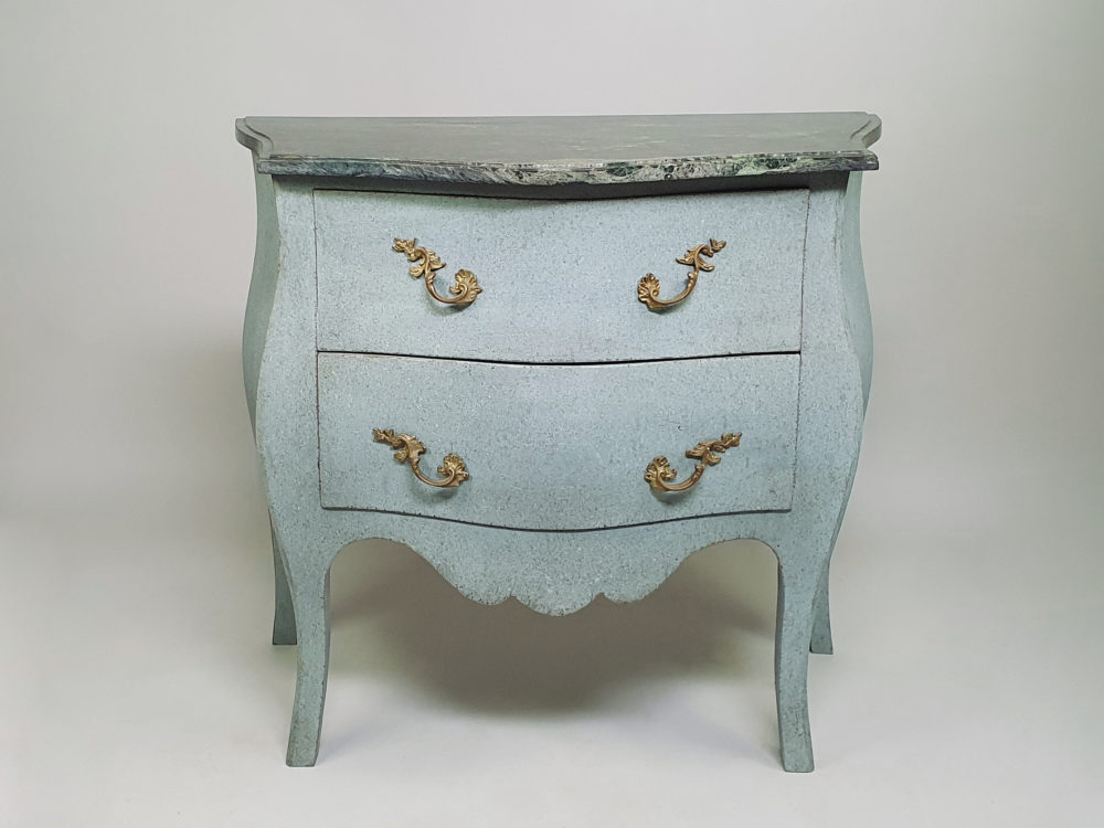 Pair of antique French marble bombe Chest of Drawers or Bedside Cabinets